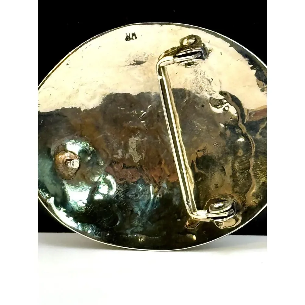 Vintage Sterling Silver Hopi Signed Turquoise Coral Buckle